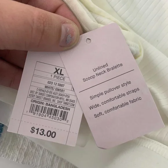 NWT Cream Ribbed Unlined Scoop Bralette - Auden - Picture 4 of 4